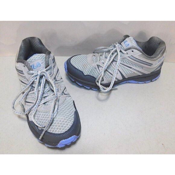 FILA gray & blue/purple fabric sneakers, woman's size 8 - Picture 1 of 9